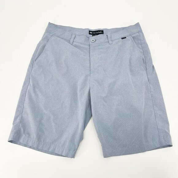 Travis Mathew Light Blue Flat Front Golf Performance Shorts Size 34 10" Inseam - Picture 1 of 4